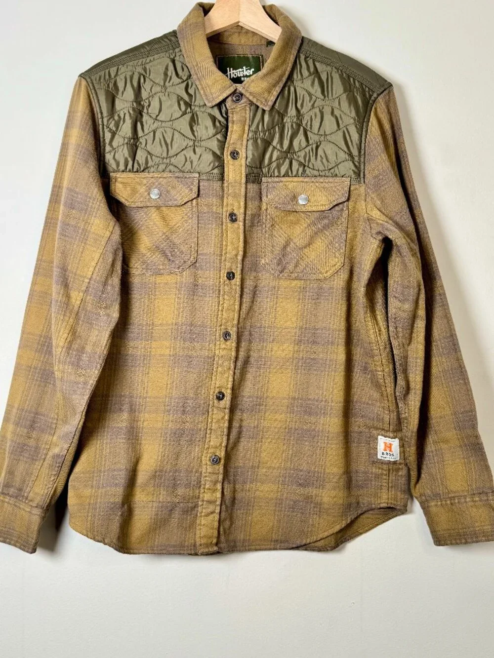 Howler Bros Men's Quintana Quilted Flannel Big Barrett Plaid Swamp Sz M
